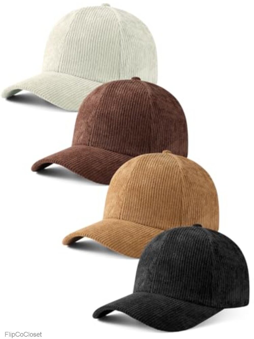 Corduroy Baseball Caps Unisex Adjustable 4 Pack